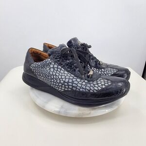Mauri 8900 Designer Sneakers Black Gray Exotic Leather Ostrich Crocodile Croc 45